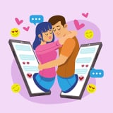 A couple chat online